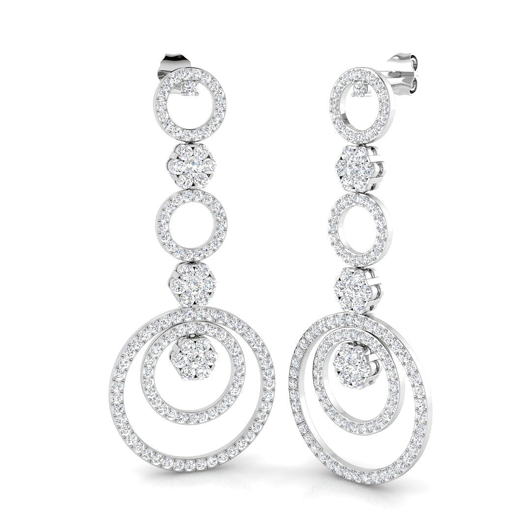 Concentric Circle Diamond Drop Earrings in in 10K/14K gold and platinum with certified lab-grown or natural diamonds