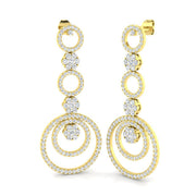Concentric Circle Diamond Drop Earrings in in 10K/14K gold and platinum with certified lab-grown or natural diamonds