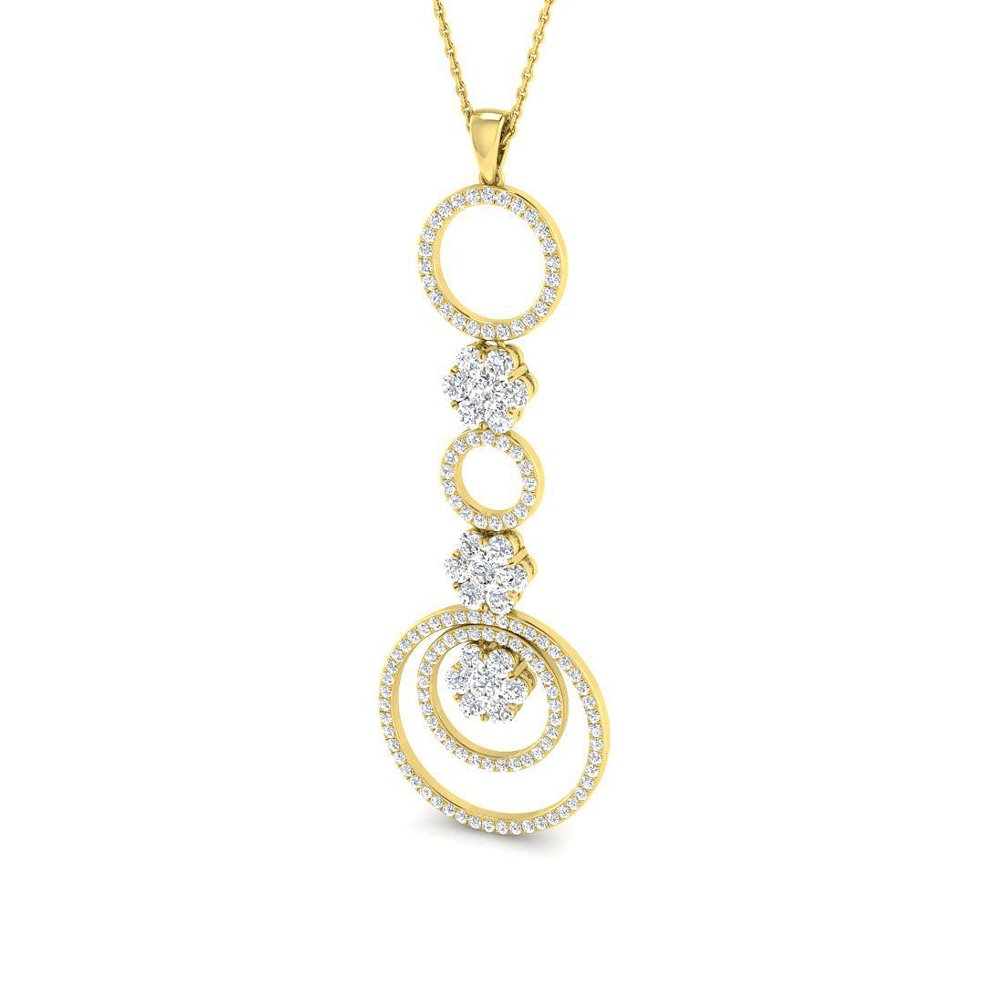 Spiral Diamond Pendant Necklace with Multi-Layer Design Without Chain in 10K/14K gold and platinum with certified lab-grown or natural diamonds