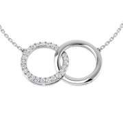 Double Circle Diamond Pendant Necklace in 10K/14K gold and platinum with certified lab-grown or natural diamonds