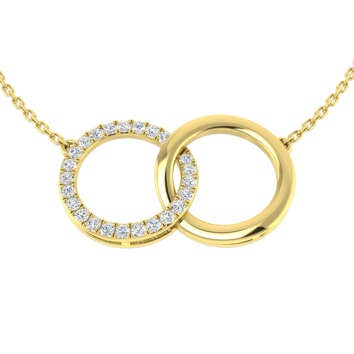 Double Circle Diamond Pendant Necklace in 10K/14K gold and platinum with certified lab-grown or natural diamonds