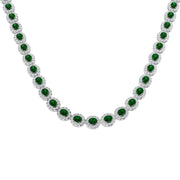 Emerald and Diamond Tennis Necklace in 10K/14K gold and platinum with certified lab-grown or natural diamonds