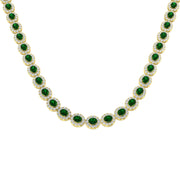 Emerald and Diamond Tennis Necklace in 10K/14K gold and platinum with certified lab-grown or natural diamonds