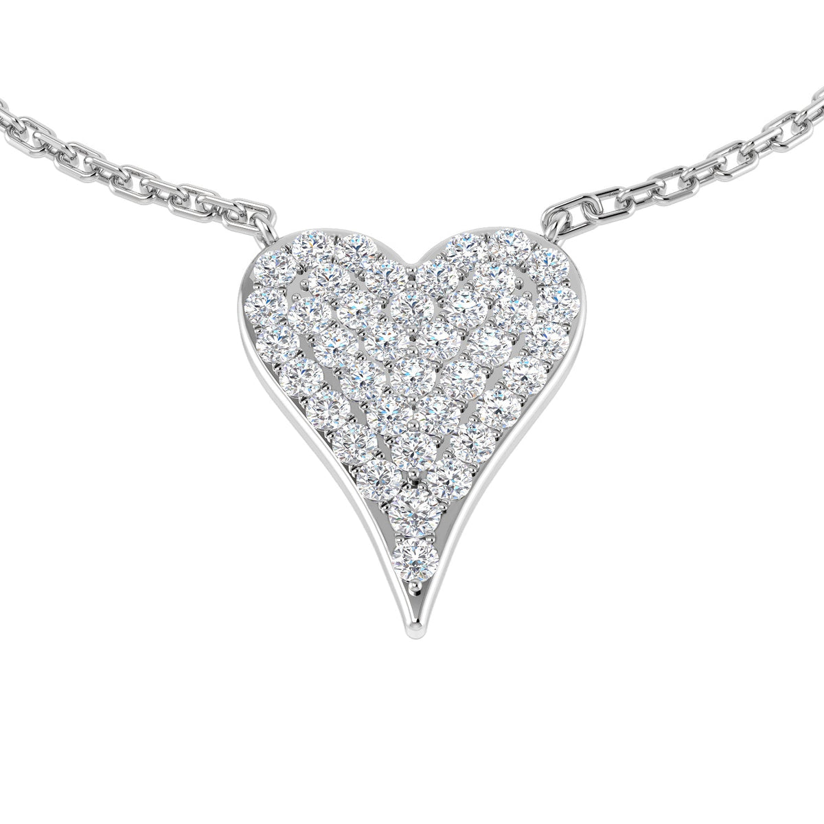 Diamond Heart Necklace in 10K/14K gold and platinum with certified lab-grown or natural diamonds