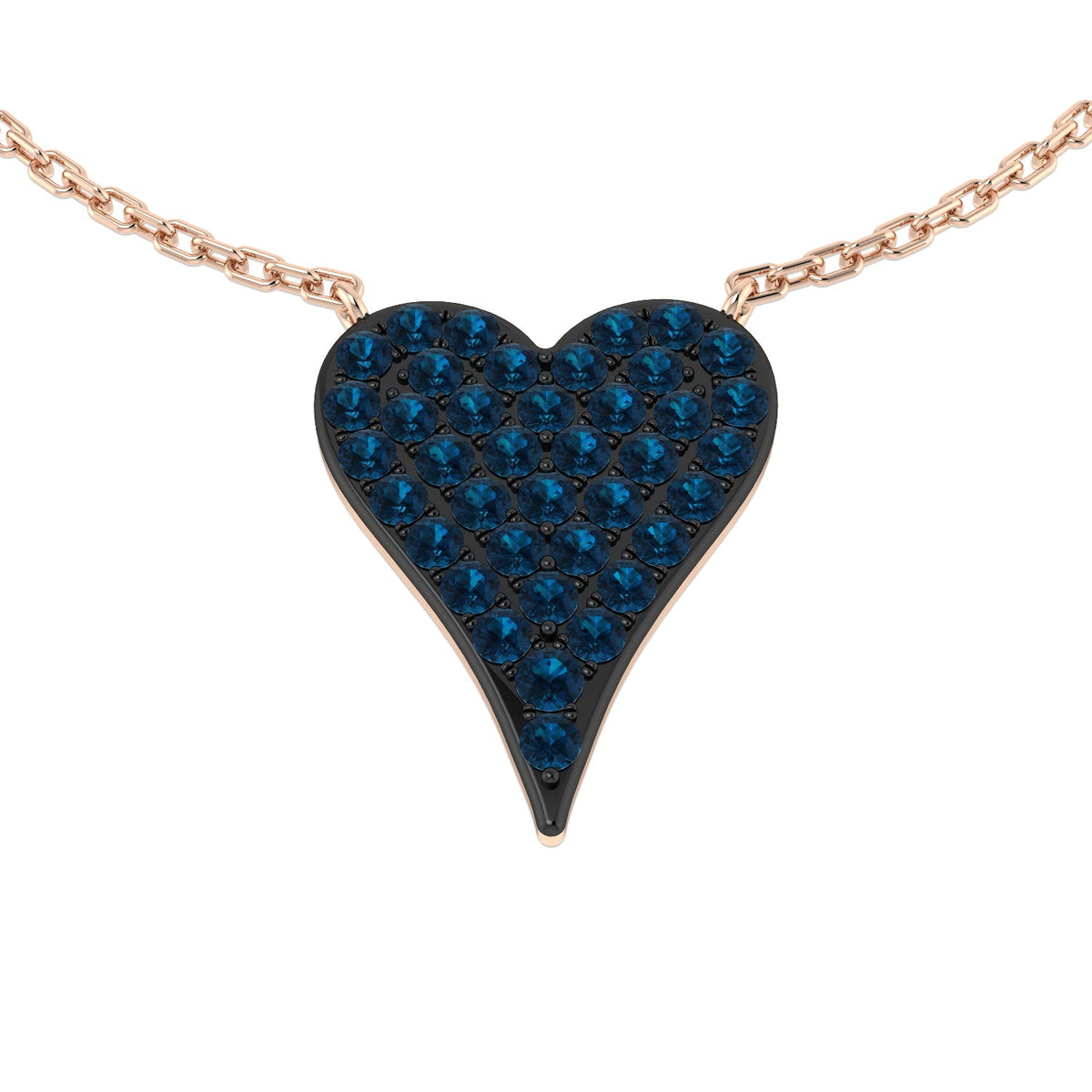 Heart-Shaped Blue Gemstone Necklace in 10K/14K gold and platinum with certified lab-grown or natural diamonds