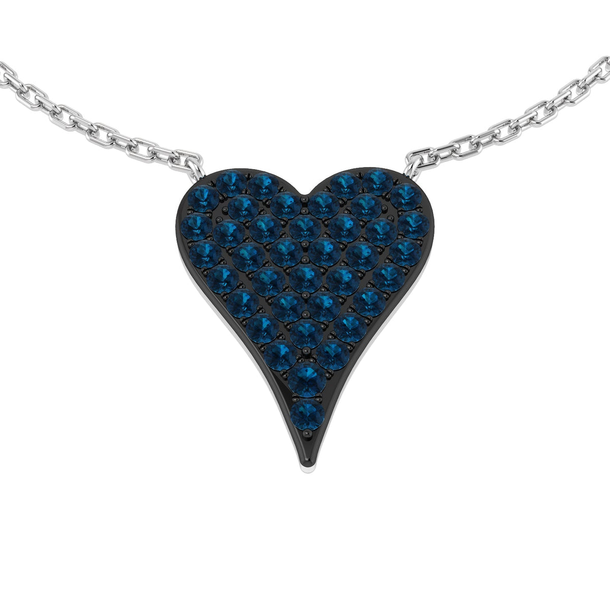 Heart-Shaped Blue Gemstone Necklace in 10K/14K gold and platinum with certified lab-grown or natural diamonds