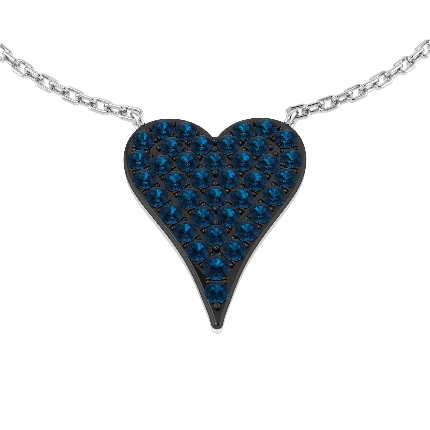 Heart-Shaped Blue Gemstone Necklace in 10K/14K gold and platinum with certified lab-grown or natural diamonds