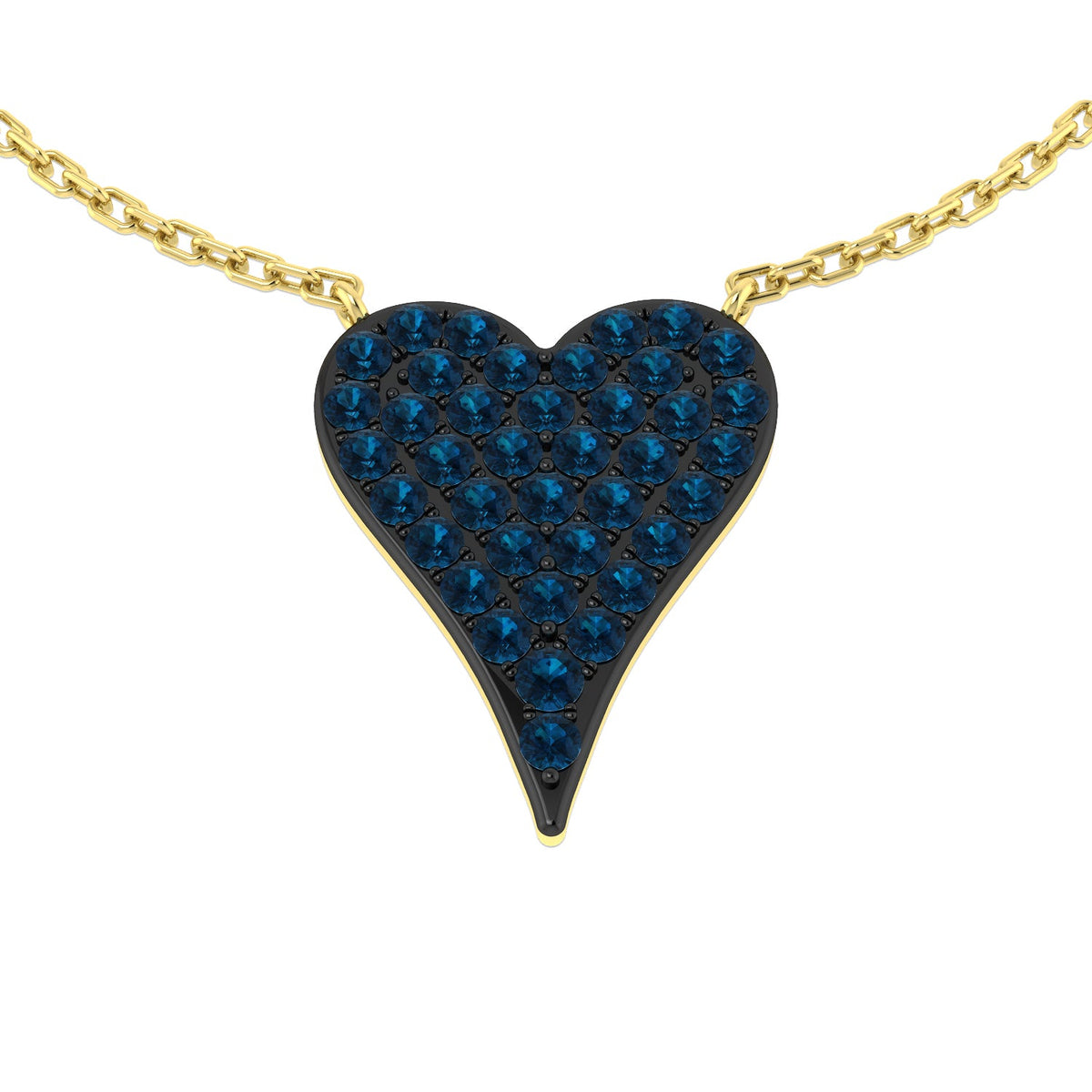 Heart-Shaped Blue Gemstone Necklace in 10K/14K gold and platinum with certified lab-grown or natural diamonds