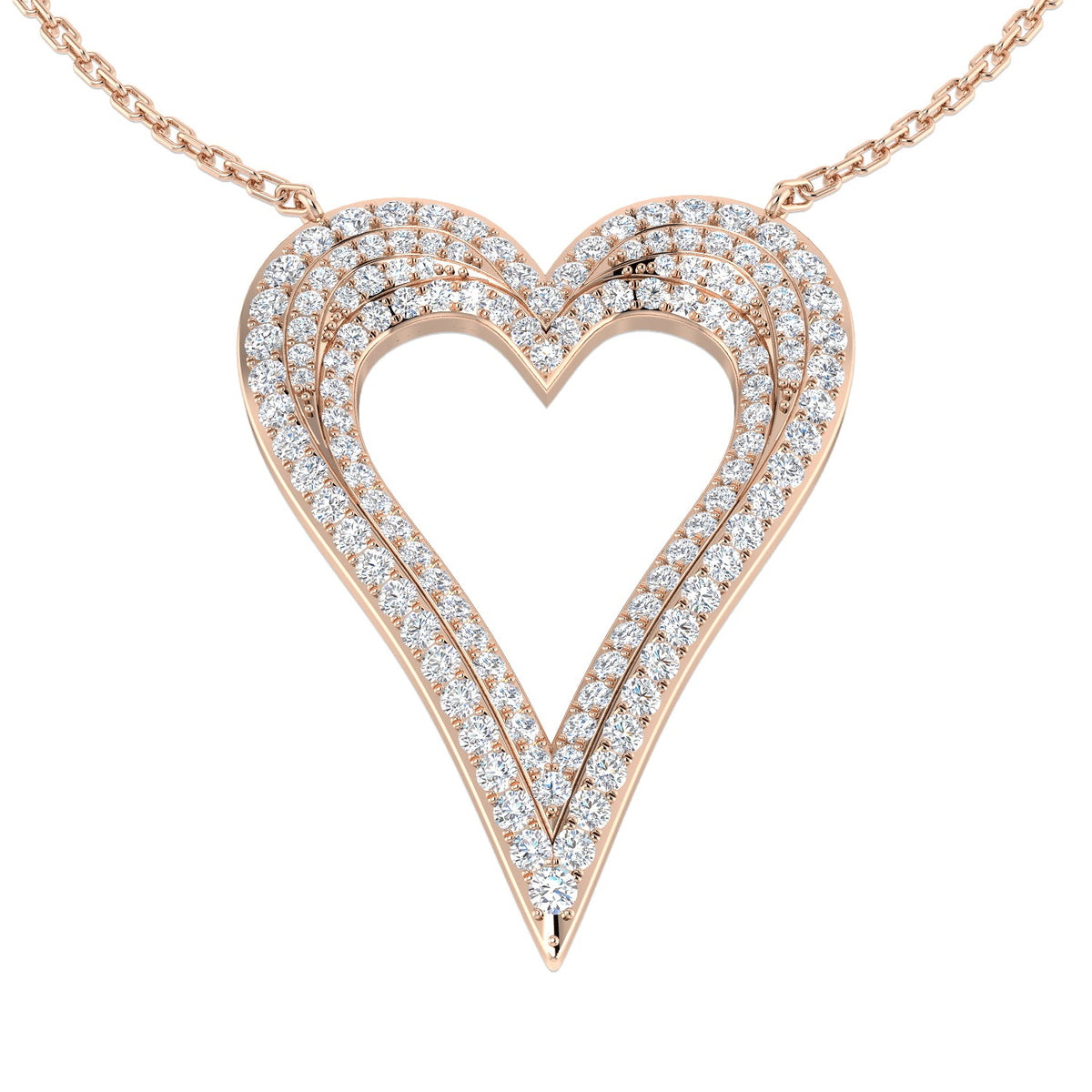 Diamond Heart Pendant Necklace in 10K/14K gold and platinum with certified lab-grown or natural diamonds