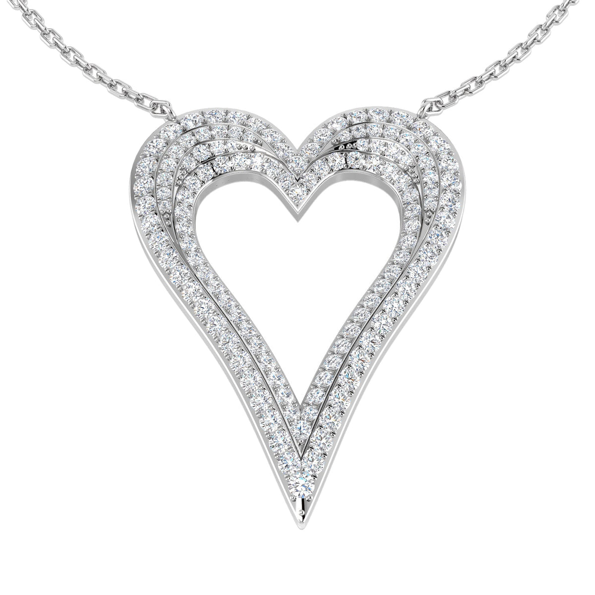 Diamond Heart Pendant Necklace in 10K/14K gold and platinum with certified lab-grown or natural diamonds