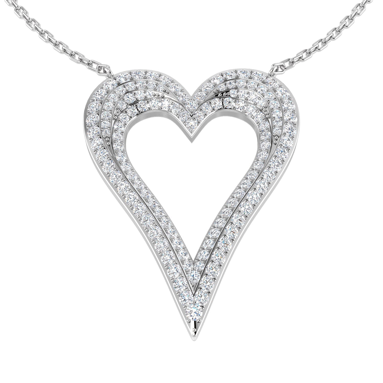 Diamond Heart Pendant Necklace in 10K/14K gold and platinum with certified lab-grown or natural diamonds