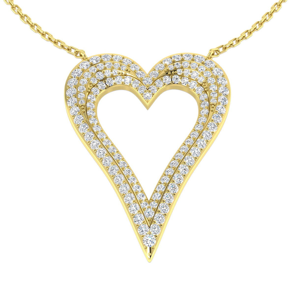 Diamond Heart Pendant Necklace in 10K/14K gold and platinum with certified lab-grown or natural diamonds