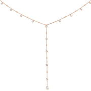 Diamond Lariat Y Necklace with Pear Diamond Drop in 10K/14K gold and platinum with certified lab-grown or natural diamonds