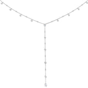 Diamond Lariat Y Necklace with Pear Diamond Drop in 10K/14K gold and platinum with certified lab-grown or natural diamonds
