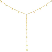 Diamond Lariat Y Necklace with Pear Diamond Drop in 10K/14K gold and platinum with certified lab-grown or natural diamonds