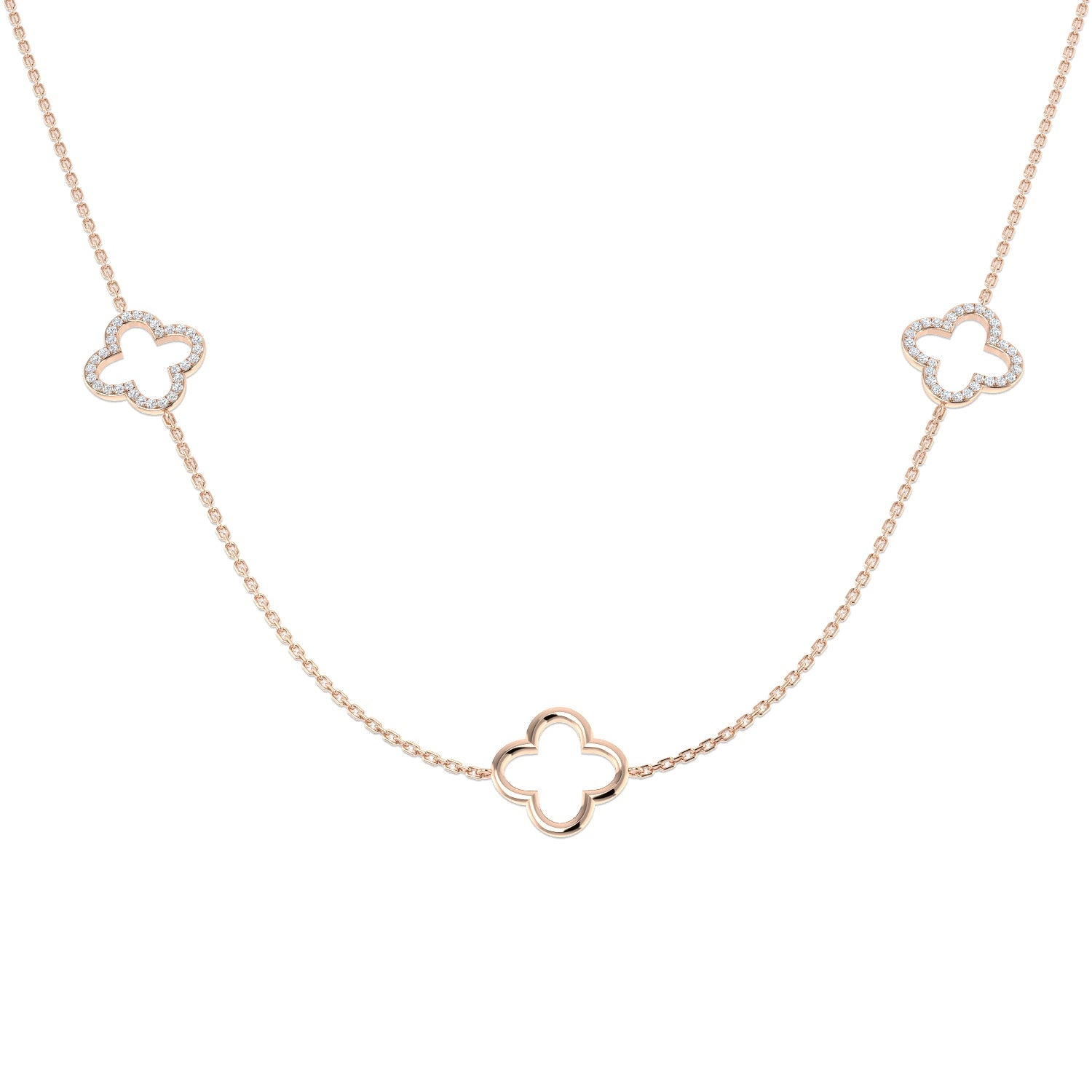 Clover Diamond Necklace 0.25ct Gold & in 10K/14K gold and platinum with certified lab-grown or natural diamonds