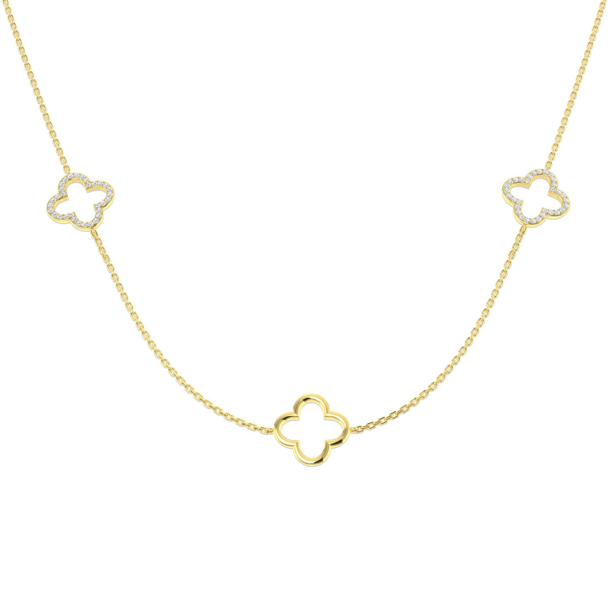 Clover Diamond Necklace 0.25ct Gold & in 10K/14K gold and platinum with certified lab-grown or natural diamonds