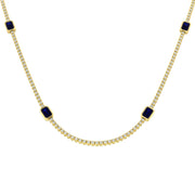 Blue Sapphire & Diamond Tennis Necklace in 10K/14K gold and platinum with certified lab-grown or natural diamonds