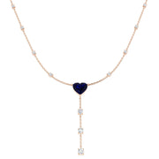 Blue Sapphire Heart Drop Necklace for Women in 10K/14K gold and platinum with certified lab-grown or natural diamonds