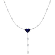 Blue Sapphire Heart Drop Necklace for Women in 10K/14K gold and platinum with certified lab-grown or natural diamonds
