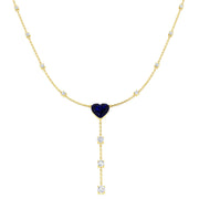 Blue Sapphire Heart Drop Necklace for Women in 10K/14K gold and platinum with certified lab-grown or natural diamonds