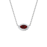 Marquise Ruby Diamond Necklace in Gold or in 10K/14K gold and platinum with certified lab-grown or natural diamonds