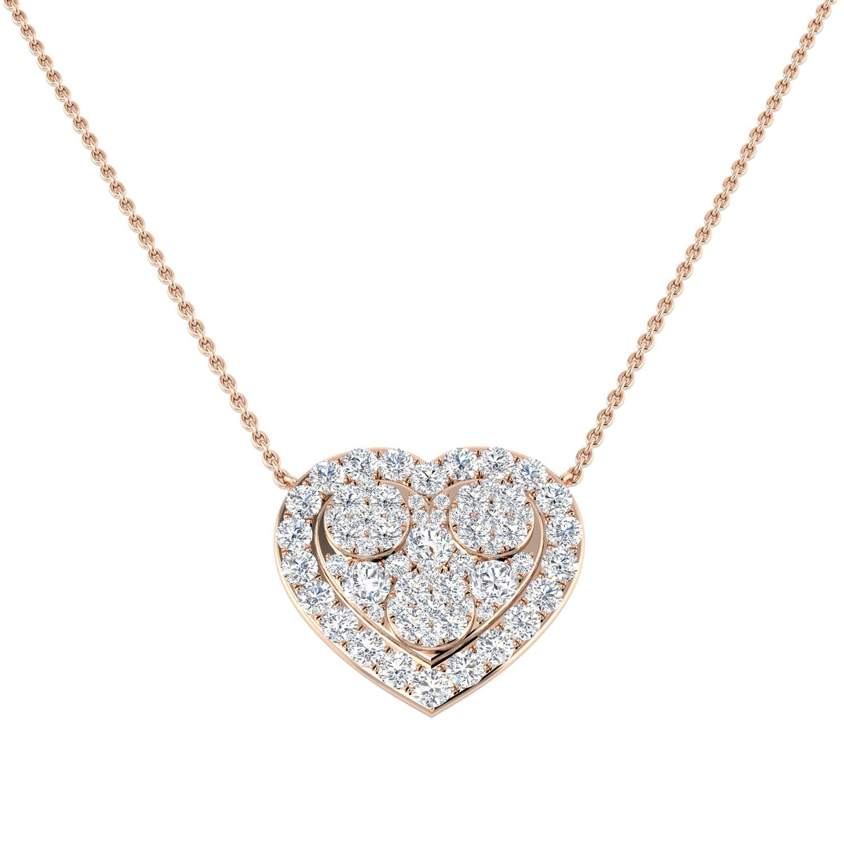Heart Pendant Necklace with Diamond Accents in 10K/14K gold and platinum with certified lab-grown or natural diamonds