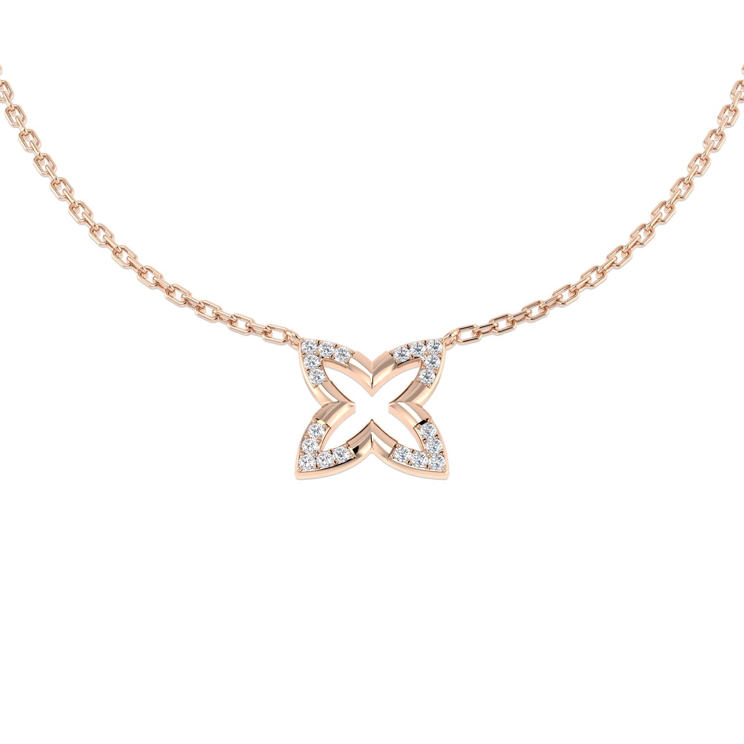 Diamond Flower Necklace in Gold & in 10K/14K gold and platinum with certified lab-grown or natural diamonds