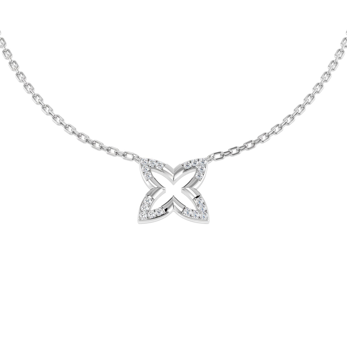 Diamond Flower Necklace in Gold & in 10K/14K gold and platinum with certified lab-grown or natural diamonds