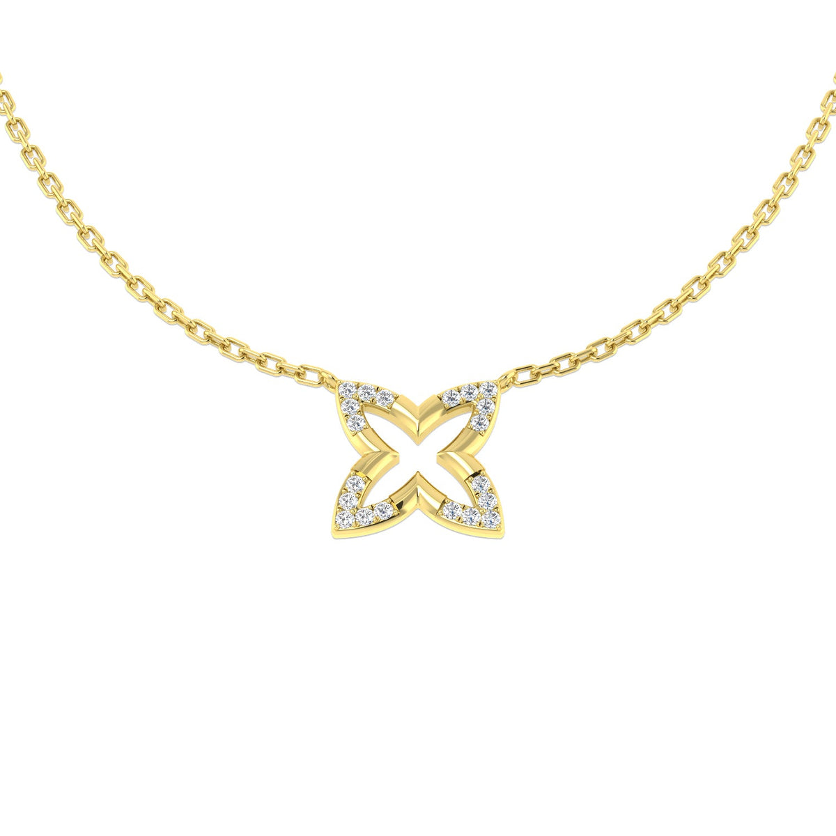 Diamond Flower Necklace in Gold & in 10K/14K gold and platinum with certified lab-grown or natural diamonds