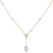 Marquise Diamond Halo Y-Drop Necklace in 10K/14K gold and platinum with certified lab-grown or natural diamonds