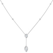 Marquise Diamond Halo Y-Drop Necklace in 10K/14K gold and platinum with certified lab-grown or natural diamonds