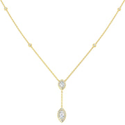 Marquise Diamond Halo Y-Drop Necklace in 10K/14K gold and platinum with certified lab-grown or natural diamonds