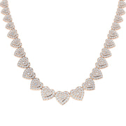 Heart Diamond Tennis Necklace in 10K/14K gold and platinum with certified lab-grown or natural diamonds