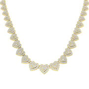 Heart Diamond Tennis Necklace in 10K/14K gold and platinum with certified lab-grown or natural diamonds