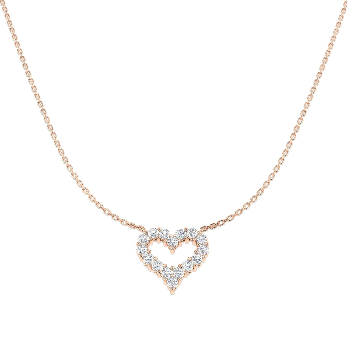 Heart Shaped Diamond Pendant Necklace in 10K/14K gold and platinum with certified lab-grown or natural diamonds