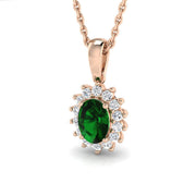 Emerald Diamond Cluster Pendant in in 10K/14K gold and platinum with certified lab-grown or natural diamonds
