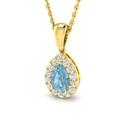 Aquamarine Diamond Pendant UK in 10K/14K gold and platinum with certified lab-grown or natural diamonds