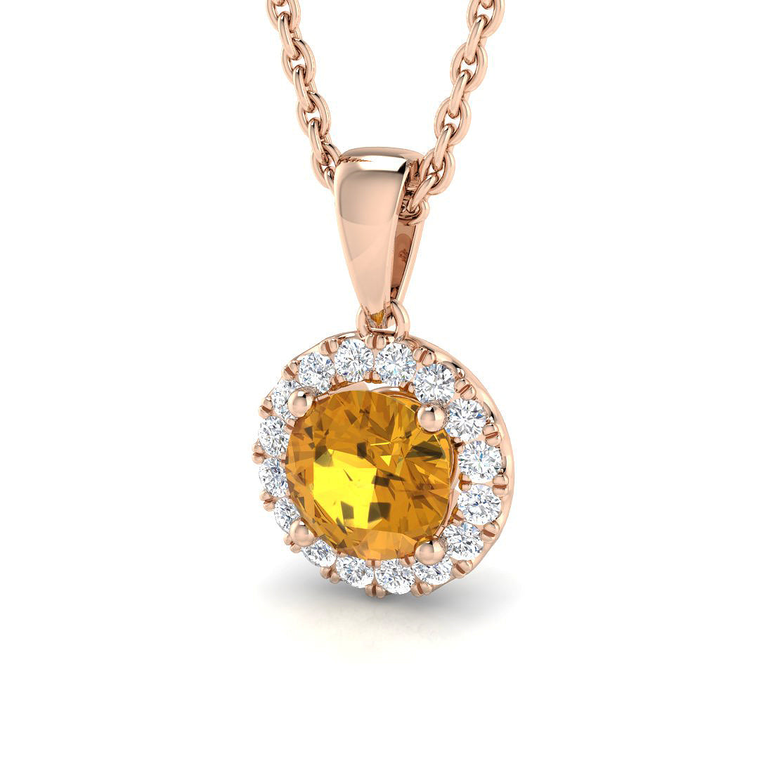 Yellow Sapphire Diamond Pendant in 10K/14K gold and platinum with certified lab-grown or natural diamonds