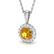 Yellow Sapphire Diamond Pendant in 10K/14K gold and platinum with certified lab-grown or natural diamonds