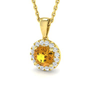 Yellow Sapphire Diamond Pendant in 10K/14K gold and platinum with certified lab-grown or natural diamonds