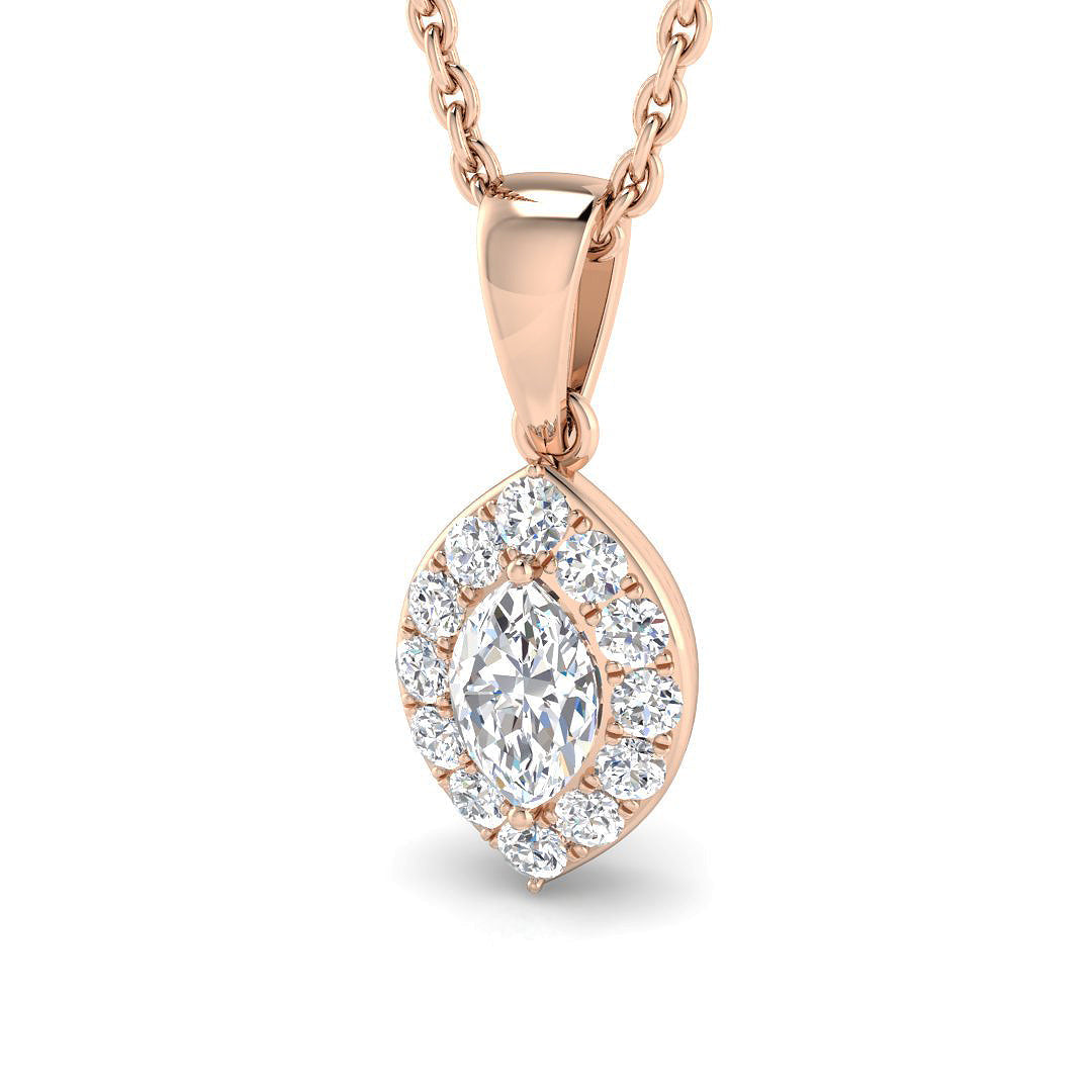 Halo Round Diamond Pendant 0.33ct to 0.75ct Gold(Without Chain ) in 10K/14K gold and platinum with certified lab-grown or natural diamonds