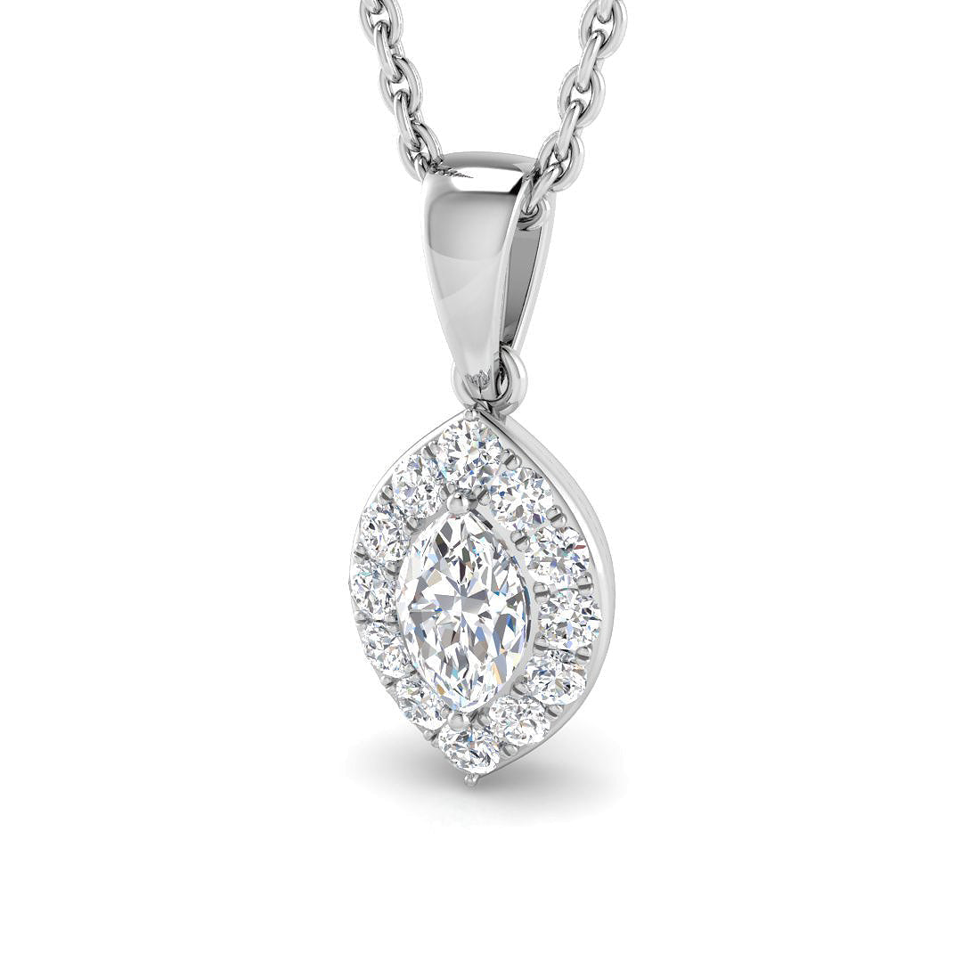 Halo Round Diamond Pendant 0.33ct to 0.75ct Gold(Without Chain ) in 10K/14K gold and platinum with certified lab-grown or natural diamonds