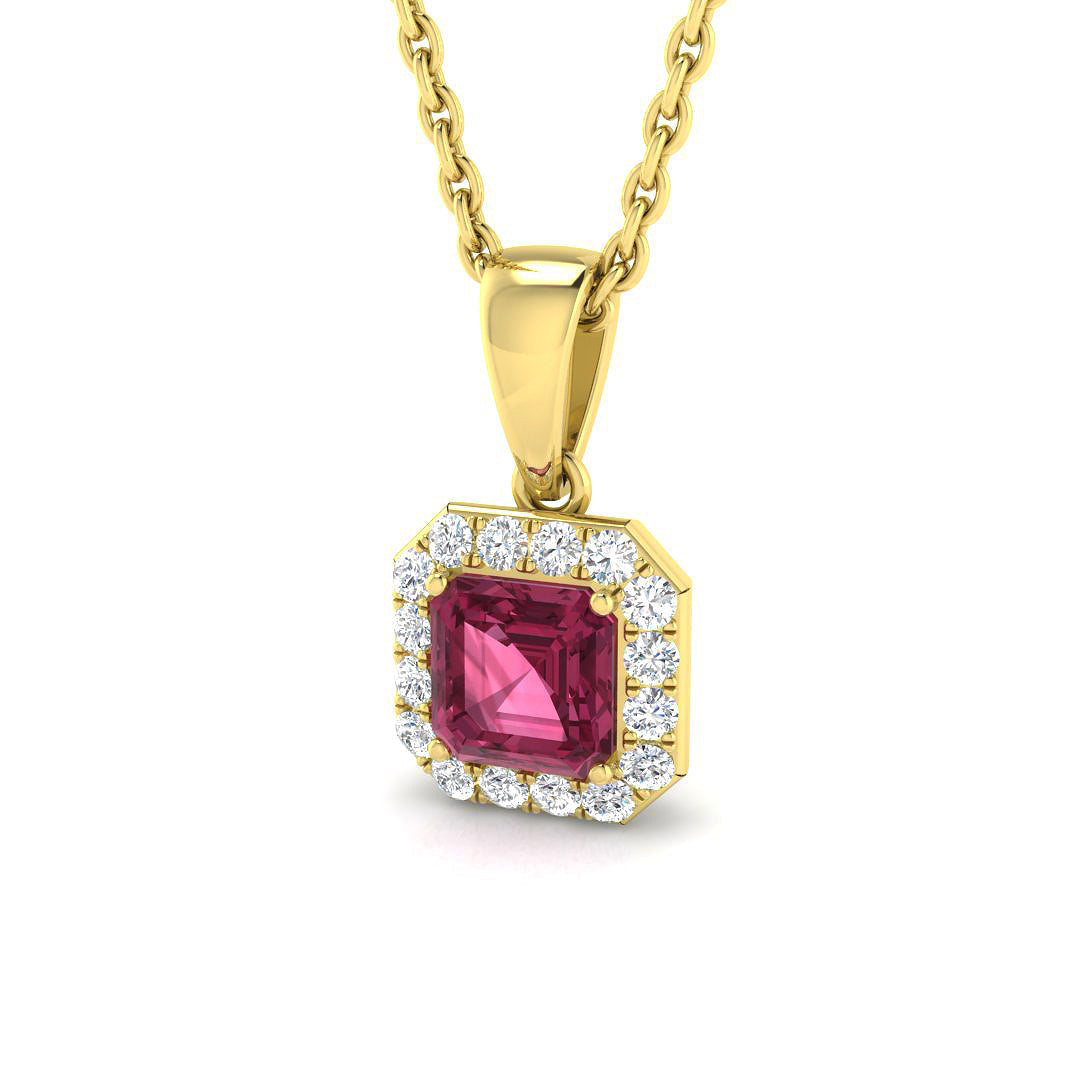 Square Ruby Diamond Pendant 0.5ct to 1.25ct Gold (Without Chain ) in 10K/14K gold and platinum with certified lab-grown or natural diamonds