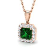 Emerald Diamond Pendant UK in 10K/14K gold and platinum with certified lab-grown or natural diamonds