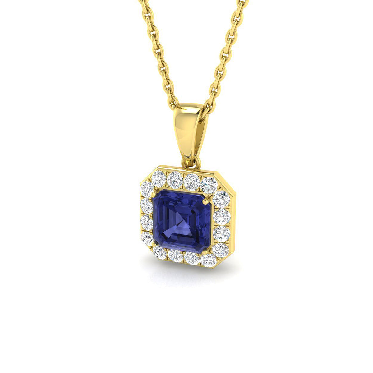 Emerald Diamond Pendant UK in 10K/14K gold and platinum with certified lab-grown or natural diamonds