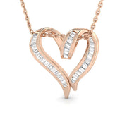 Baguette Heart Diamond Pendant in 10K/14K gold and platinum with certified lab-grown or natural diamonds