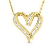 Baguette Heart Diamond Pendant in 10K/14K gold and platinum with certified lab-grown or natural diamonds