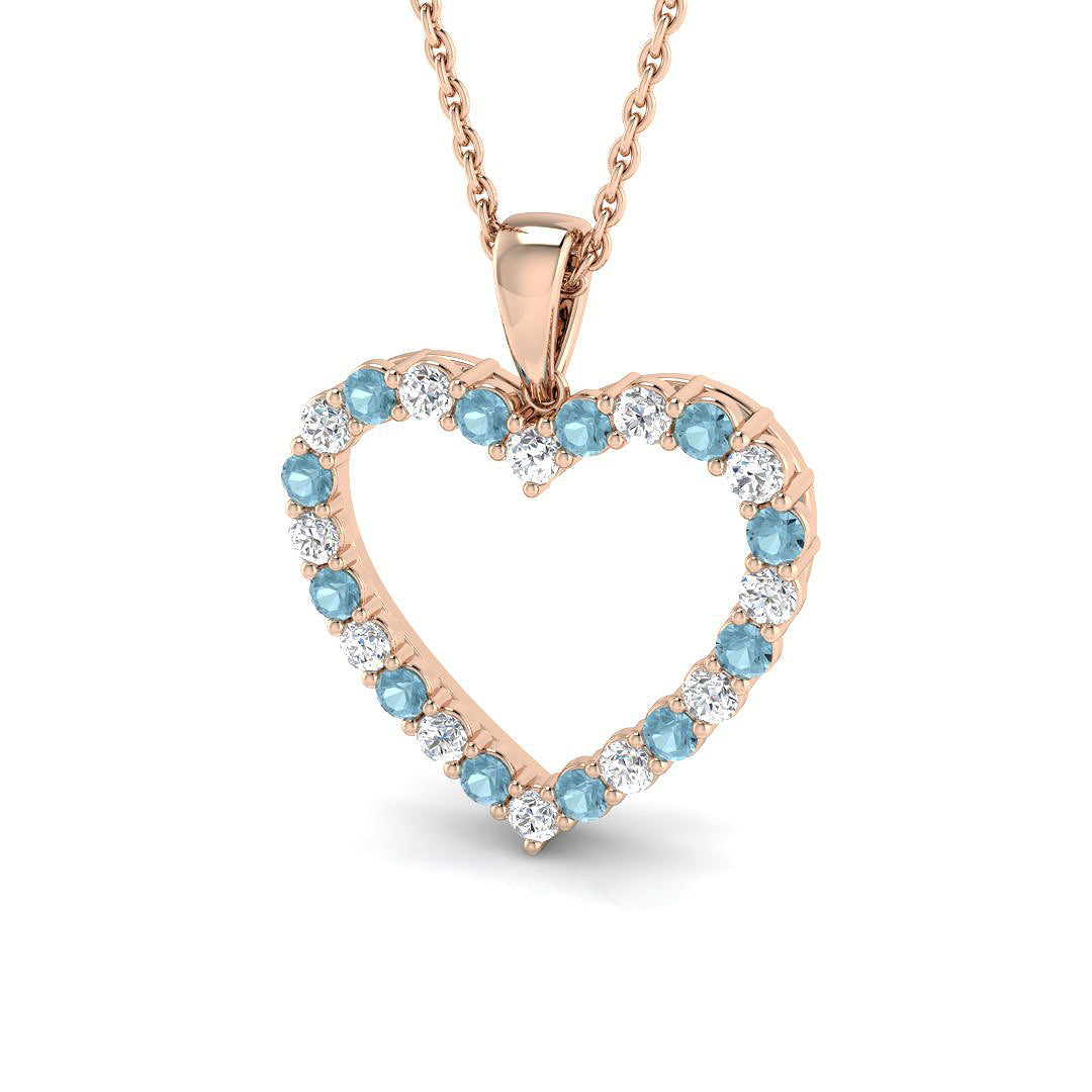 Blue Diamond Heart Pendant UK in 10K/14K gold and platinum with certified lab-grown or natural diamonds