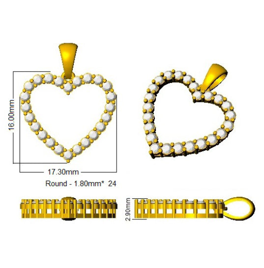 Blue Diamond Heart Pendant UK in 10K/14K gold and platinum with certified lab-grown or natural diamonds